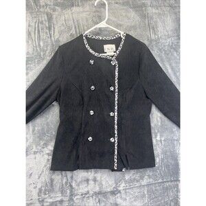 I.S.B. Inc Black Cheetah Blazer Sz 12 Jacket Vintage USA